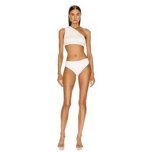 NEW BOTTEGA VENETA White SWIMSUIT CRINCKLED One Shoulder Bikini Sz L